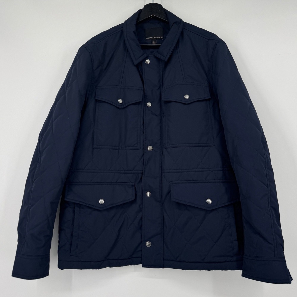 Banana Republic Mens Navy Blue Quilted Field Jacket Barn Coat Size Large L